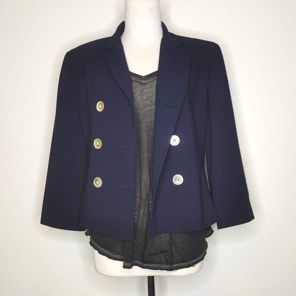 Ralph Lauren Navy Double Breasted Wool Blazer